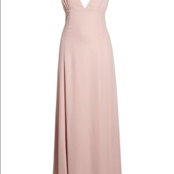 WAYF The Kiara Empire Plunge Neck Gown In Rose - Picture 6 of 6